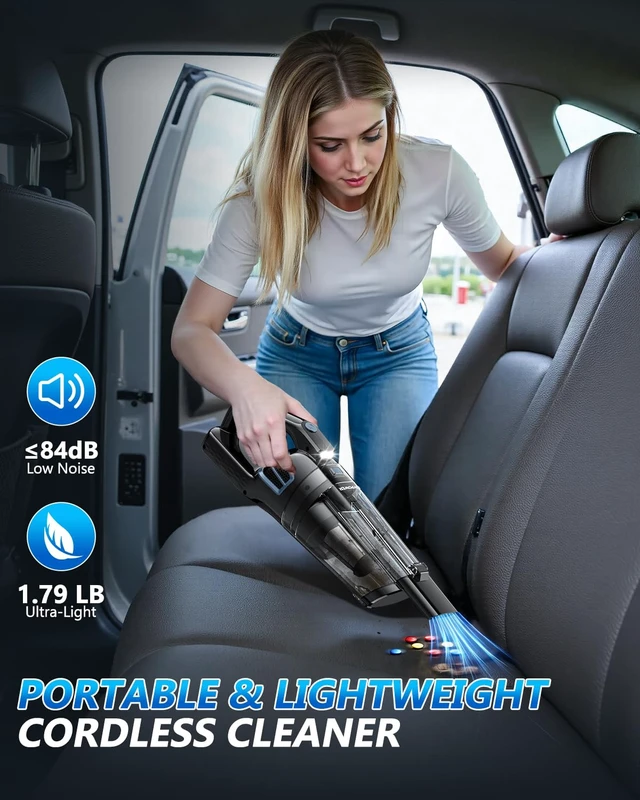 Alt view image 7 of 7 - BQYPOWER Handheld Vacuum Cordless Rechargeable, Hand Held Car Vacuum | 16000PA Strong Suction Hand Vacuum Cordless Rechargeable with Multiple Attachments, Portable Car Vacuum Cleaner for Car Home