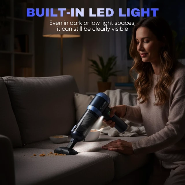 Alt view image 5 of 7 - Saker 4 in1 Handheld Car Vacuum Portable Cordless 20000Pa HL157 Blue | LED Display,Vacuum, Blower, Sealing And Inflation Modes,One-Touch Dust Release, Portable Mini Vacuums for Car, Home