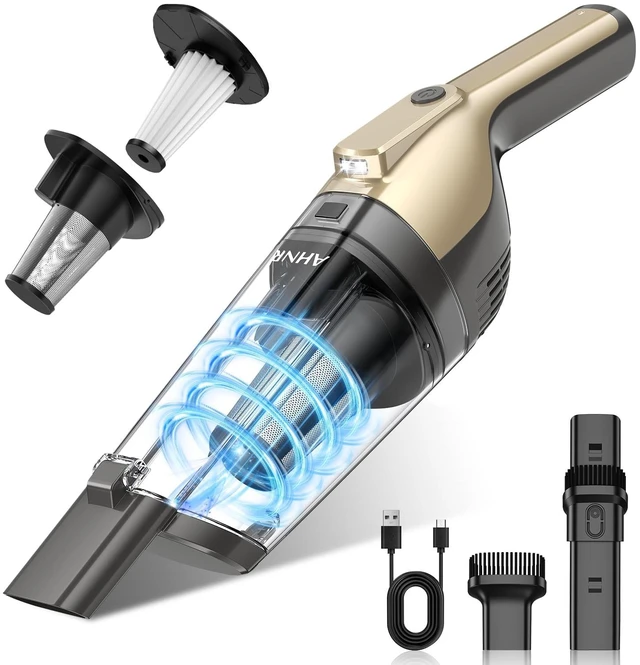 Main image of AHNR Handheld Vacuum Cordless Rechargeable, Hand Held Car Vacuum Cleaner | 16000PA Strong Suction Hand Vacuum with Multi-Nozzles, LED Light & 2 HEPA Filters, Car Vacuum Portable Cordless for Car Home