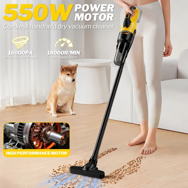 Alt view image 2 of 7 - Cordless Vacuum Cleaner for Dewalt 20V Battery, 6 in 1 Handheld Electric Vacuum Cleaner with HEPA Filter and LED Light, 46 CFM Portable Hand Vacuum for Floor, Carpet, Car (Battery Not Included)