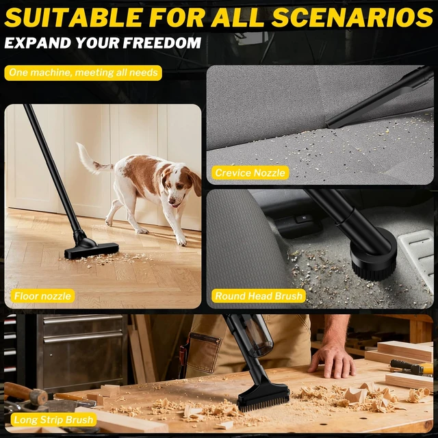 Alt view image 7 of 7 - Cordless Vacuum Cleaner for Dewalt 20V Battery, 6 in 1 Handheld Electric Vacuum Cleaner with HEPA Filter and LED Light, 46 CFM Portable Hand Vacuum for Floor, Carpet, Car (Battery Not Included)