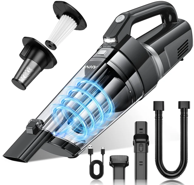 Main image of AHNR Handheld Vacuum Cleaner Cordless Rechargeable 16000PA for Car Home | Strong Suction, Built-in LED Light & 2 HEPA Filters, Portable Hand Held Car Vacuum Cordless Rechargeable for Car Cleaning