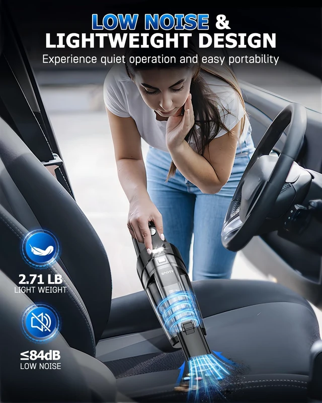 Alt view image 7 of 7 - AHNR Handheld Vacuum Cleaner Cordless Rechargeable 16000PA for Car Home | Strong Suction, Built-in LED Light & 2 HEPA Filters, Portable Hand Held Car Vacuum Cordless Rechargeable for Car Cleaning