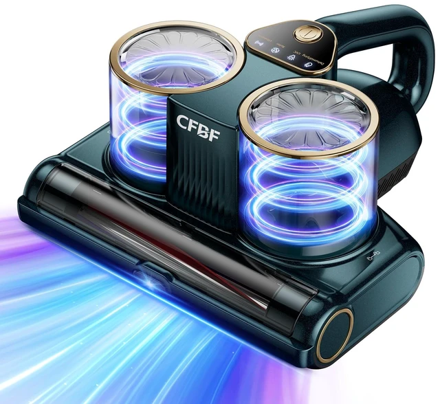 Main image of CFBF Mattress Bed Vacuum Cleaner with 16Kpa Suction & 253.7nm UV-C Light | Ultrasonic & High Heating, 500W Powerful Double-Cup Handheld Vacuums for Bed, Sofa, Couch, Crib, 16.4FT Corded