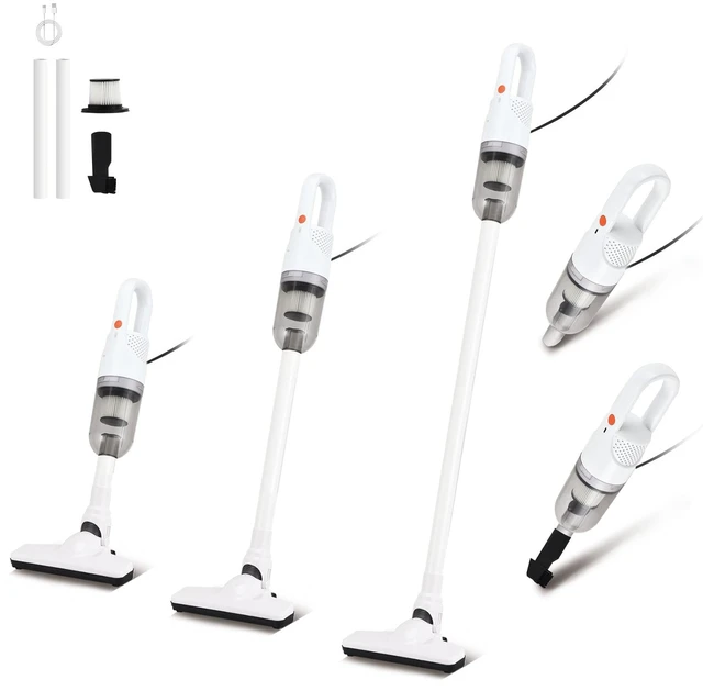 Main image of TROURAY Handheld Vacuum Cleaner,6 in 1 Corded Stick Vacuum Cleaner(White) | Ideal for Carpet, Hardwood Floor, Car, Lightweight Body, Battery Recharge, Portable & Compant, 180° Rotatable Brush