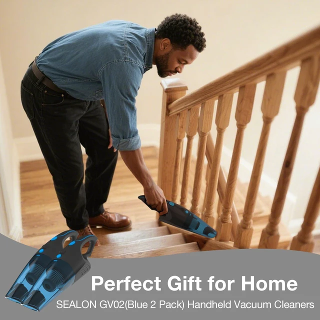 Alt view image 3 of 5 - SEALON GV02 Blue 2 Pack Handheld Cordless Vacuum Cleaner for Pet Hair, Dust Mites, Food Crumbs, Fine Dust & Lint, Ideal for Living Room Sofas, Bedroom Mattresses, Stairs, Window Sills & Car Interiors