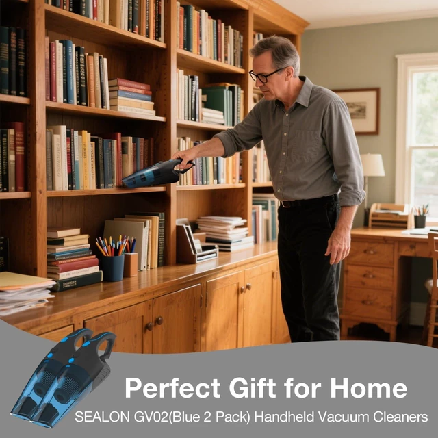 Alt view image 4 of 5 - SEALON GV02 Blue 2 Pack Handheld Cordless Vacuum Cleaner for Pet Hair, Dust Mites, Food Crumbs, Fine Dust & Lint, Ideal for Living Room Sofas, Bedroom Mattresses, Stairs, Window Sills & Car Interiors
