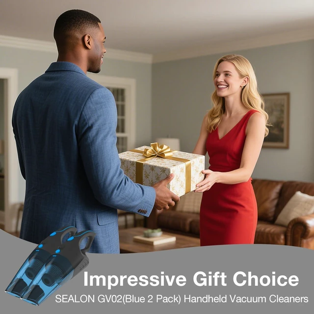 Alt view image 5 of 5 - SEALON GV02 Blue 2 Pack Handheld Cordless Vacuum Cleaner for Pet Hair, Dust Mites, Food Crumbs, Fine Dust & Lint, Ideal for Living Room Sofas, Bedroom Mattresses, Stairs, Window Sills & Car Interiors