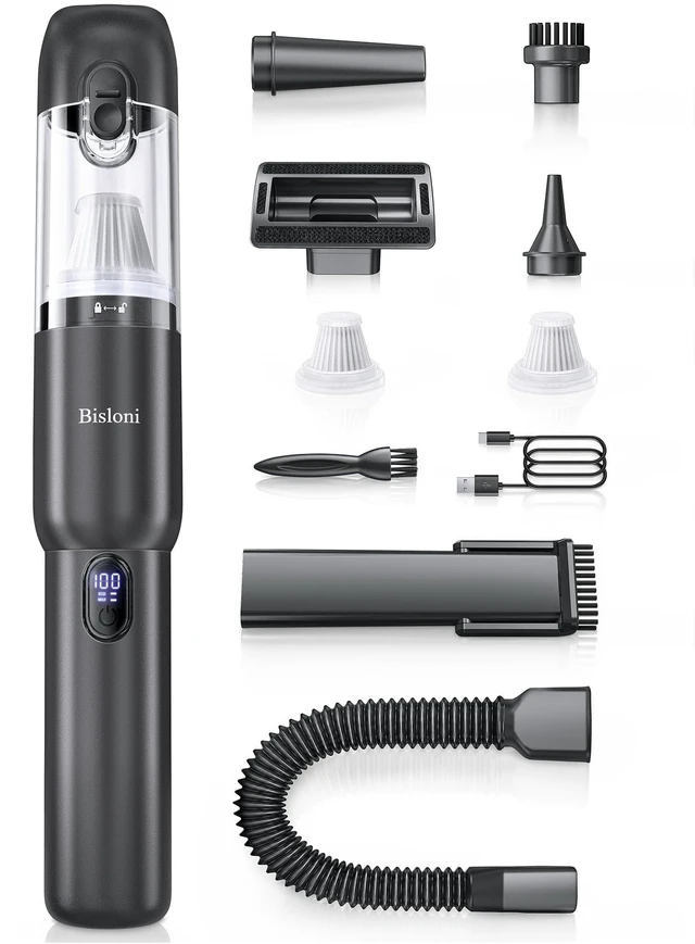 Main image of Car Vacuum 4-in-1 Small Handheld Vacuum w/ 20000Pa Suction, Cordless Hand Held Vacuum Rechargeable w/ Power Display, Portable Cordless Mini Car Vacuum with Led Light for Car Home Office Desk Keyboard