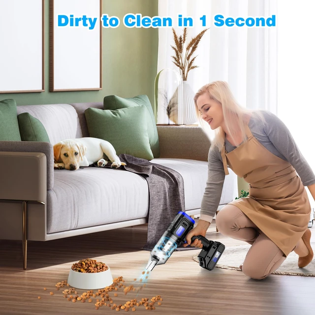 Alt view image 7 of 7 - Car Vacuum Cordless, 35000PA Strong Suction Handheld Vacuum with 2 Detachable Batteries, 60Min Runtime Portable Vacuum Cleaner for Car Detailing, Pet Hair, Home Couch & Office, 350ML XL Dust Cup