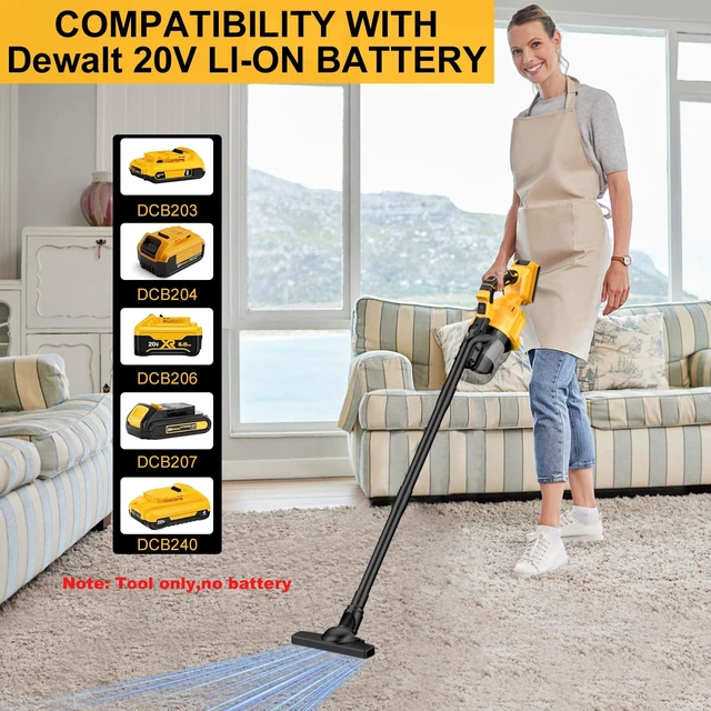 Alt view image 2 of 7 - 5-in-1 Cordless Handheld Vacuum Compatible with Dewalt 20V Batteries, 400W Powerful Motor, 55 CFM Suction, HEPA Filtration for Car, Pet Hair, Carpets, (Tool Only)