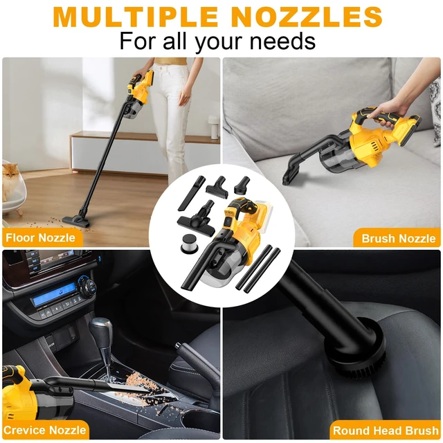 Alt view image 7 of 7 - 5-in-1 Cordless Handheld Vacuum Compatible with Dewalt 20V Batteries, 400W Powerful Motor, 55 CFM Suction, HEPA Filtration for Car, Pet Hair, Carpets, (Tool Only)
