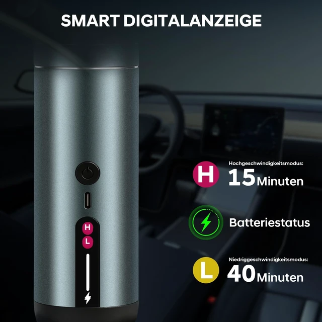 Alt view image 3 of 7 - 7-in-1 Aluminum Alloy Wireless Car Vacuum Cleaner, 20kPa Strong Suction Handheld Vacuum, Portable with Smart Digital Display, 2 Suction Modes for Car, Desk, Keyboard and Small SpacesCyan