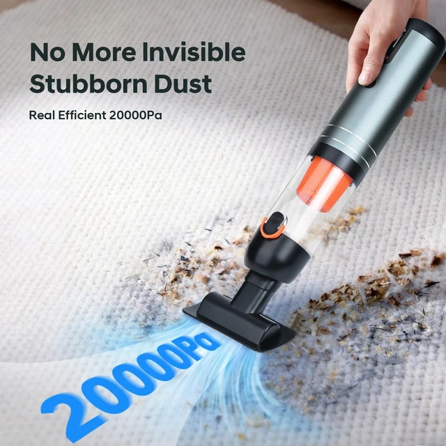 Alt view image 6 of 7 - 7-in-1 Aluminum Alloy Wireless Car Vacuum Cleaner, 20kPa Strong Suction Handheld Vacuum, Portable with Smart Digital Display, 2 Suction Modes for Car, Desk, Keyboard and Small SpacesCyan