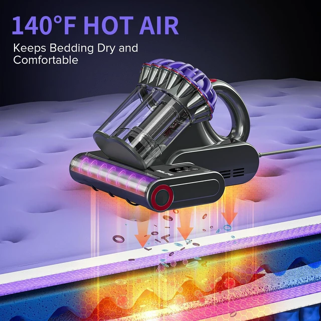 Alt view image 4 of 7 - Belife M8 Mattress Vacuum Cleaner with UV & Hot Air & Heating | 18Kpa 550W Bed Vacuum with Double-Cup & HEPA Filter, Powerful Strong Suction Handheld Couch Cleaner for Sofa Pet Hair, Corded