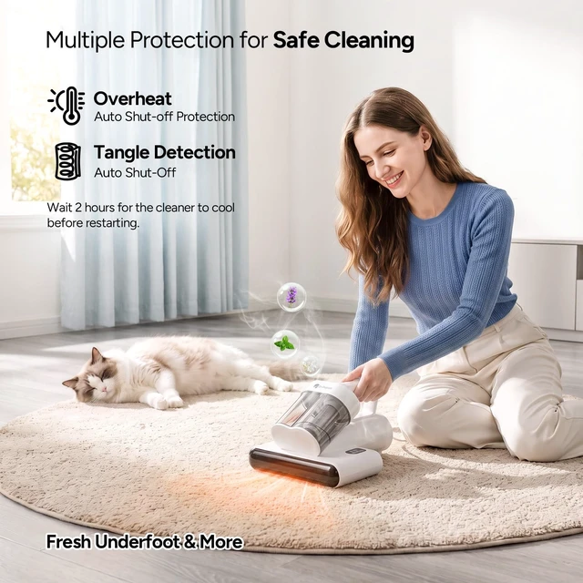Alt view image 7 of 7 - DR.PREPARE Mattress Vacuum Cleaner,15kPa, 500W Corded Bed Vacuum,UV-C&Heat | Bed Vacuum Cleaner, Pet Hair Remover, 167°F Hot Air with Aroma4-Layer Filtration for Mattress, Bed, Cribs &Sofa