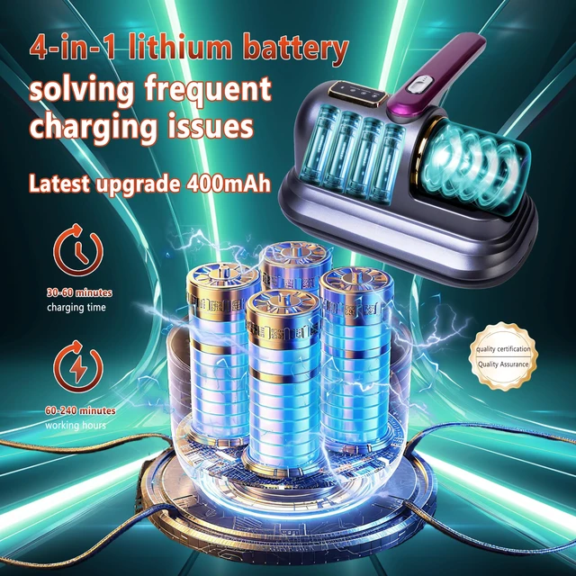 Alt view image 3 of 6 - 4.0Upgraded 12000PA Mattress Vacuum CleanerNO.1German High-Efficiency Brushless MotorCertified Dual 253.7nm UV-C Ultraviolet LampsWireless Handheld Bed Vacuum CleanerSuitable for Beds Sofas