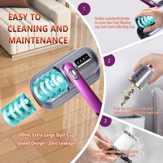 Alt view image 6 of 6 - 4.0Upgraded 12000PA Mattress Vacuum CleanerNO.1German High-Efficiency Brushless MotorCertified Dual 253.7nm UV-C Ultraviolet LampsWireless Handheld Bed Vacuum CleanerSuitable for Beds Sofas
