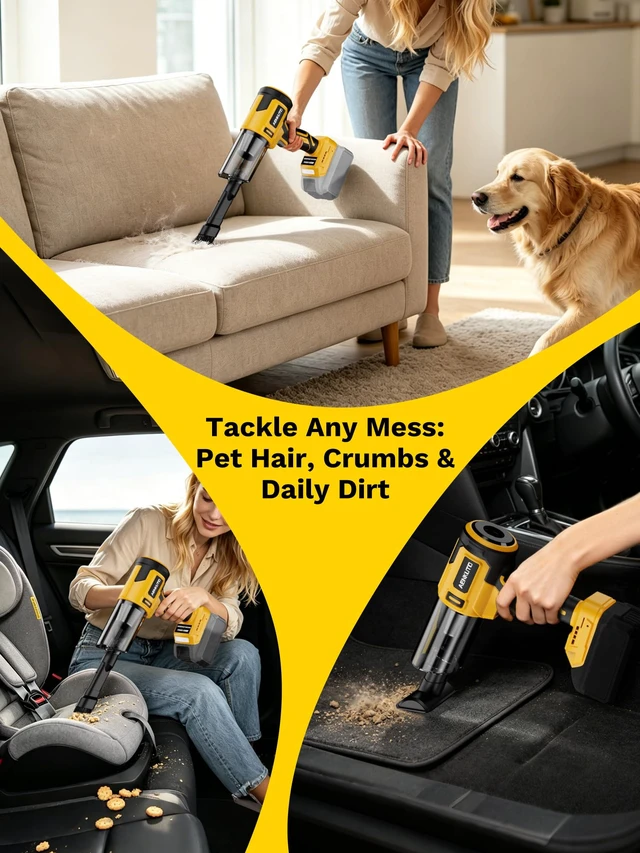 Alt view image 4 of 7 - Cordless Car Vacuum Cleaner Compatible with Dewalt 20V MAX Batteries, Portable Handheld Vacuum for Pet Hair & Sand, Capable of Quick Vehicle Interior & Garage Cleanup, (Battery Not Included)