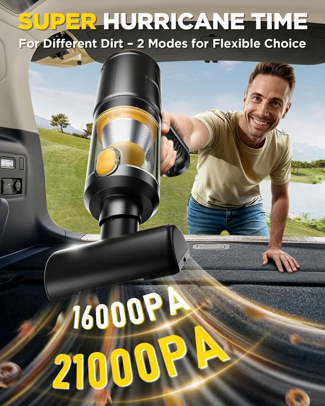 Alt view image 2 of 7 - Handheld Vacuum Cleaner, 21000Pa Cordless 4-in-1 Mini Car Vacuum | Cordless Vacuum with LED Lights, Built-in Brushless Motor, Type-C Charging, Portable Design for Cars, Office Desks, Keyboards