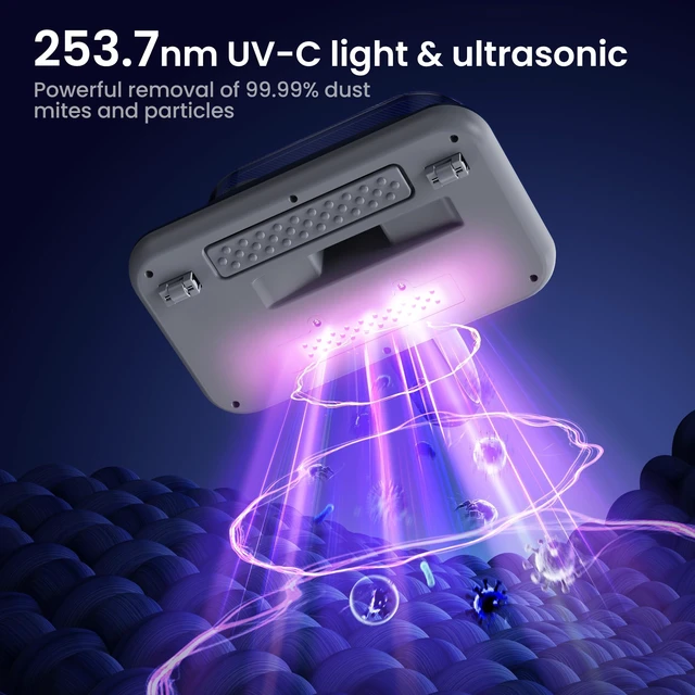 Alt view image 3 of 7 - Mattress Vacuum Cleaner, Vibration Handheld Vacuum Cleaner with Light and LED Display, HEPA Filter, Handheld Hoover Cordless for Bed, Carpet, Sofa, Pillows