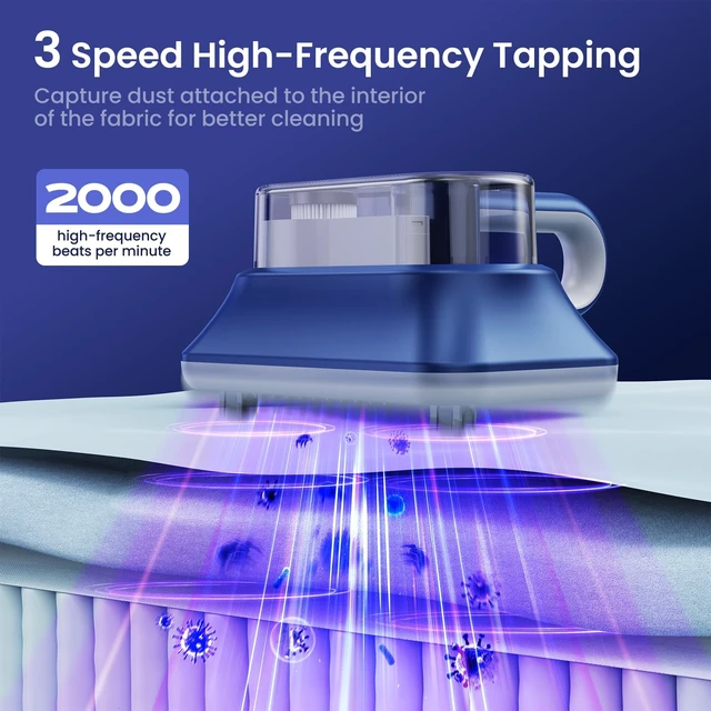 Alt view image 5 of 7 - Mattress Vacuum Cleaner, Vibration Handheld Vacuum Cleaner with Light and LED Display, HEPA Filter, Handheld Hoover Cordless for Bed, Carpet, Sofa, Pillows