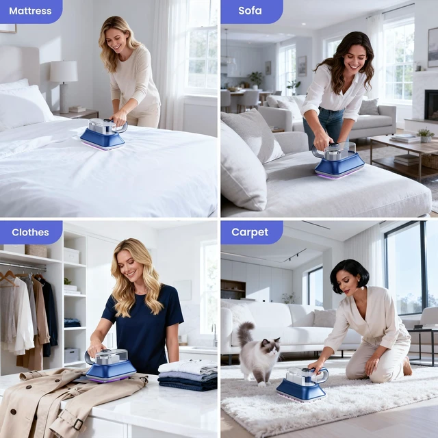 Alt view image 7 of 7 - Mattress Vacuum Cleaner, Vibration Handheld Vacuum Cleaner with Light and LED Display, HEPA Filter, Handheld Hoover Cordless for Bed, Carpet, Sofa, Pillows