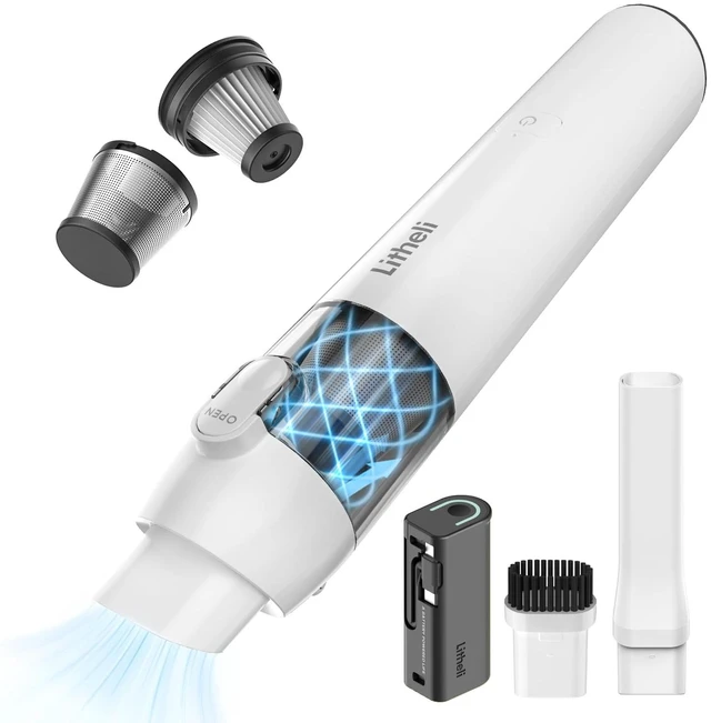 Main image of LiTHELi Handheld Vacuum Cordless, 10,000Pa Powerful Suction with Rechargeable U-Battery, Ultra Lightweight Mini Dust Buster for Car, Home, Pet Hair & Crevices Black