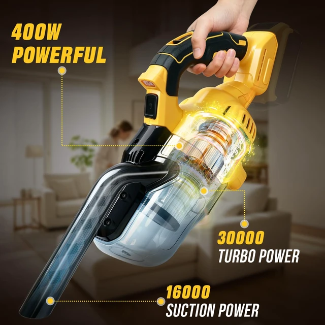 Alt view image 2 of 7 - wevgbv Cordless Vacuum Compatible with Dewalt 20V Battery | 5 in 1 Handheld Vacuum Cleaner with 400W Motor, 46 CFM Portable Vacuum for Floor Pet Hair, Car (Tool Only)