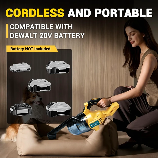 Alt view image 3 of 7 - wevgbv Cordless Vacuum Compatible with Dewalt 20V Battery | 5 in 1 Handheld Vacuum Cleaner with 400W Motor, 46 CFM Portable Vacuum for Floor Pet Hair, Car (Tool Only)