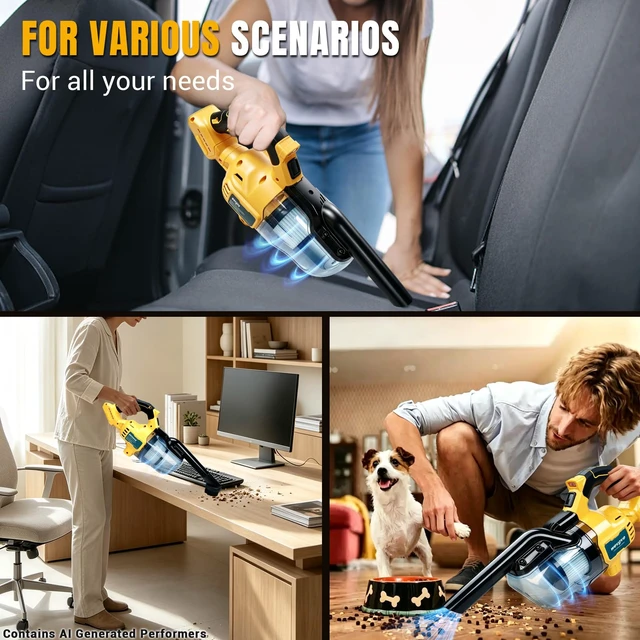 Alt view image 6 of 7 - wevgbv Cordless Vacuum Compatible with Dewalt 20V Battery | 5 in 1 Handheld Vacuum Cleaner with 400W Motor, 46 CFM Portable Vacuum for Floor Pet Hair, Car (Tool Only)