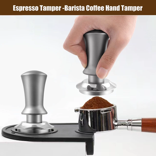 Alt view image 3 of 5 - K COOL Espresso Hand Tamper, Premium Barista Coffee Tamper with Calibrated Spring, 100% Flat Stainless Steel Base Tamper for Breville Series 54mm Portafilter Basket (53mm, Black)
