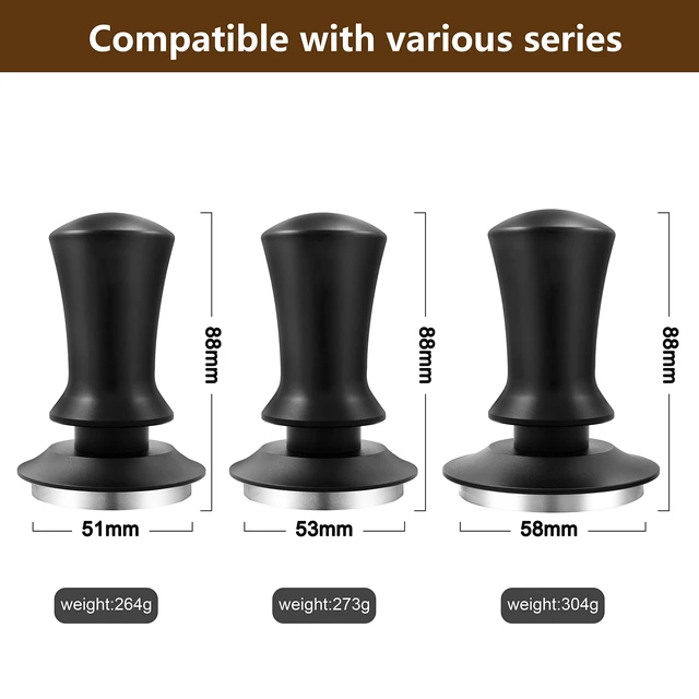 Alt view image 2 of 5 - K COOL Espresso Hand Tamper, Premium Barista Coffee Tamper with Calibrated Spring, 100% Flat Stainless Steel Base Tamper for Breville Series 54mm Portafilter Basket (53mm, Black)