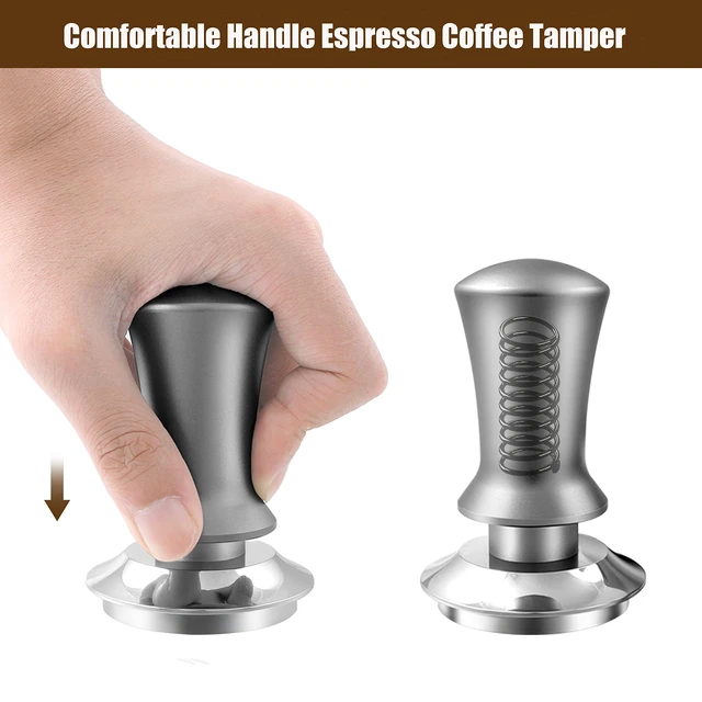 Alt view image 5 of 5 - K COOL Espresso Hand Tamper, Premium Barista Coffee Tamper with Calibrated Spring, 100% Flat Stainless Steel Base Tamper for Breville Series 54mm Portafilter Basket (53mm, Black)