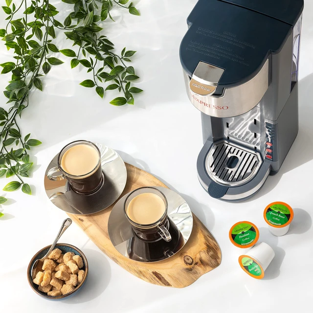 Alt view image 3 of 6 - Mixpresso Gray Single Serve Coffee Brewer K-Cup Pods Compatible & Ground | 30 oz Compact Coffee Maker Single Serve With 5 Brew Sizes Up To 14 Oz, Fits Travel Mug, Adjustable Drip Tray
