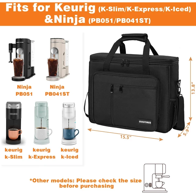 Alt view image 4 of 7 - OUUTMEE Coffee Maker Carrying Bag for Keurig K-Slim/K-Express/K-Iced | Single Serve Coffee Brewer Portable Storage Bag for Ninja PB051/PB041ST, Storage Tote Case with Multiple Pockets for K-Cup