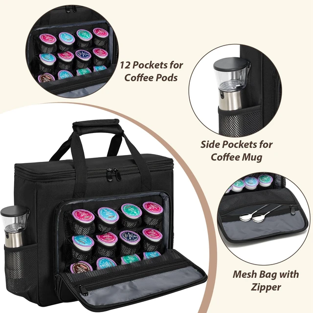 Alt view image 5 of 7 - OUUTMEE Coffee Maker Carrying Bag for Keurig K-Slim/K-Express/K-Iced | Single Serve Coffee Brewer Portable Storage Bag for Ninja PB051/PB041ST, Storage Tote Case with Multiple Pockets for K-Cup