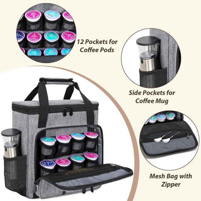 Alt view image 5 of 7 - OUUTMEE Coffee Maker Carrying Bag for Keurig K-Mini or K-Mini Plus | Single Serve Coffee Brewer Portable Storage Bag with Extra Pockets, Storage Tote Case with Multiple Pockets for K-Cup