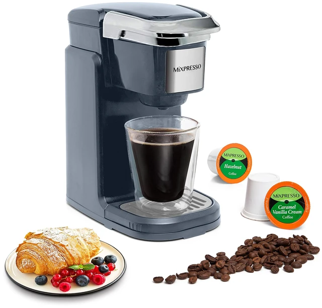 Main image of Mixpresso Single Serve Coffee Maker K Cup Coffee Maker for K Pods & Grounds | Compact 800W Gray Coffee Machine with 12 Oz Water Tank, Fast Brew & Auto Shut-Off, Small Design for Travel, Office