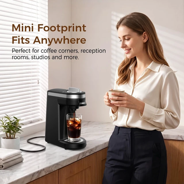 Alt view image 5 of 7 - CHULUX Single Serve Coffee Maker for K Cup Pod, Fast-Heating System, Black | Four-Hole Multi-Stream Needle, Single Cup Brewing, Portable Compact Design, Adjustable Drip Tray, Food Grade Material