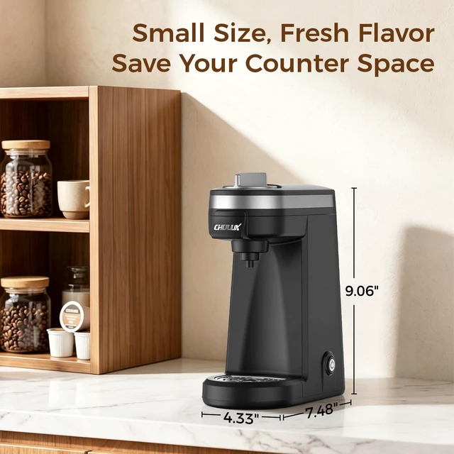 Alt view image 7 of 7 - CHULUX Single Serve Coffee Maker for K Cup Pod, Fast-Heating System, Black | Four-Hole Multi-Stream Needle, Single Cup Brewing, Portable Compact Design, Adjustable Drip Tray, Food Grade Material