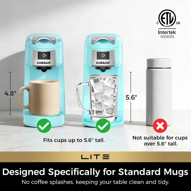 Alt view image 5 of 7 - Lite Single Serve Coffee Maker for K Cup with One Touch Brew, Cyan | Boiler Fast Heating System, Unique Split-Flow Nozzle, Designed for Standard Mugs, 5 to 12 oz Brew Sizes, Single Cup Reservoir