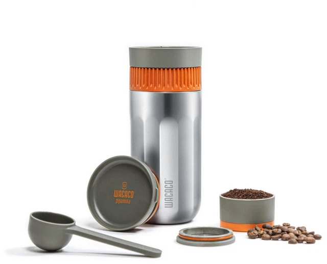 Main image of WACACO Pipamoka Portable Coffee Maker, Coffee brewer, All-in-one Vacuum PressuredInsulated Travel Mug, Hand Powered and Filter Pressure Brewer, Stainless Steel Thermo Cup, 10 fl oz