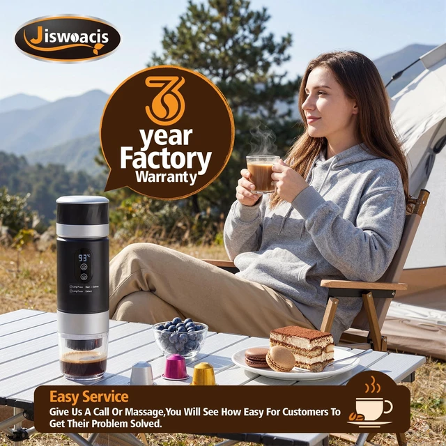 Alt view image 5 of 6 - Portable Espresso Machine 20 Bar, 3-in-1 Self-Heating Mini Coffee Maker with Rechargeable Battery & USB-C, Compatible with Ground Coffee, NS & DG Capsules, Travel Coffee Maker for Car Camping Hiking