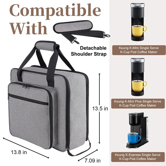 Alt view image 2 of 7 - Anitor Carrying Coffee Maker Travel Bag Fit for Keurig K-Mini/Plus/Express | Single Serve Coffee Machine Travel Bag with Padded Shoulder Straps Includes Multiple Storage Bags