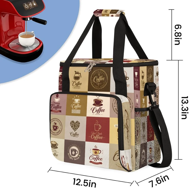 Alt view image 2 of 7 - Coffee Maker Carring Bag Travel Carrying Storage Tote Bag Compatible | Vintage Coffee Travel Bag Keurig K-Mini or K-Mini Plus Portable Single Serve Coffees Brewer Case with Pockets for K-cup Pods