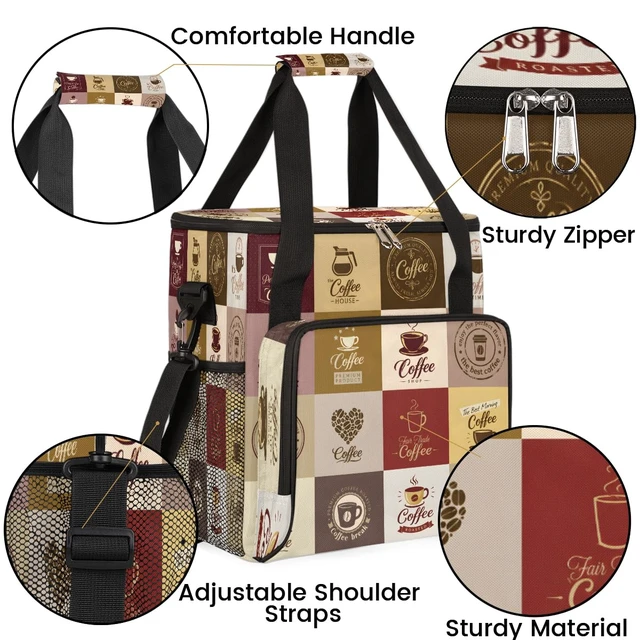 Alt view image 6 of 7 - Coffee Maker Carring Bag Travel Carrying Storage Tote Bag Compatible | Vintage Coffee Travel Bag Keurig K-Mini or K-Mini Plus Portable Single Serve Coffees Brewer Case with Pockets for K-cup Pods