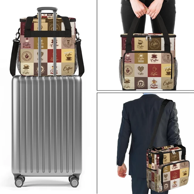 Alt view image 7 of 7 - Coffee Maker Carring Bag Travel Carrying Storage Tote Bag Compatible | Vintage Coffee Travel Bag Keurig K-Mini or K-Mini Plus Portable Single Serve Coffees Brewer Case with Pockets for K-cup Pods