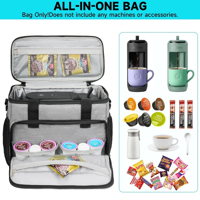 Alt view image 4 of 7 - Coffee Maker Travel Bag Compatible with Keurig K-Mini Mate/Mate Plus | Single Serve Coffee Brewer Carrying Case with Multiple Pockets for K-Cup Pods & Accessories,Gift for Coffee Lovers,Easy-Clean