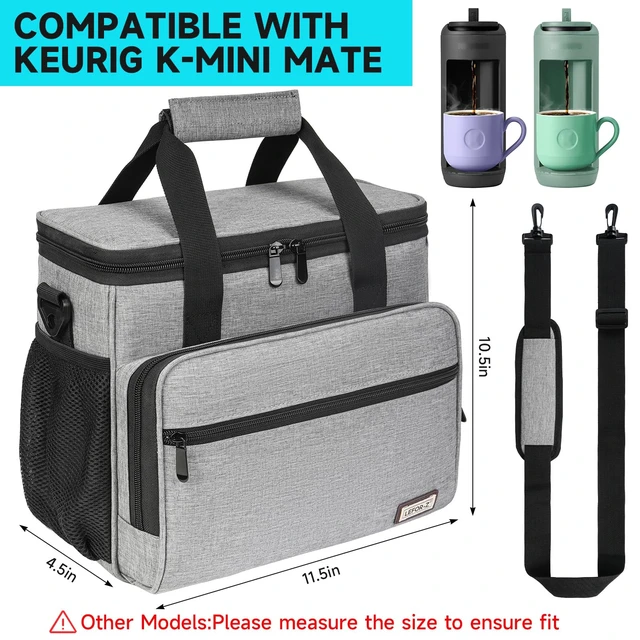 Alt view image 5 of 7 - Coffee Maker Travel Bag Compatible with Keurig K-Mini Mate/Mate Plus | Single Serve Coffee Brewer Carrying Case with Multiple Pockets for K-Cup Pods & Accessories,Gift for Coffee Lovers,Easy-Clean